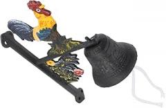 DECHOUS 1Pcs Antique Chicken Door Bell Rustic Wall Mounted Welcome Bell for Use Decorative Iron Farmhouse Decor Sound for Front Porch Garden