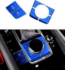 Aluminum Alloy Electronic handbrake Button Sticker Center Console Frame Cover Decoration Sticker Fit for Mazda (6 Pieces/Set of Decorative Stickers (Blue))