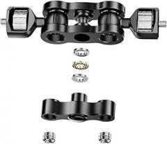 Articulating Arm Double Ballheads 1/4in Screw Mount for Camera Light Microphone Mount Aluminum Alloy Clamp
