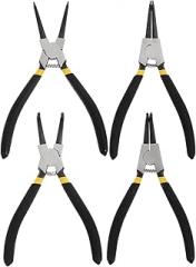 4Pcs Multifunctional Retaining Ring Pliers with Straight and Bent Jaws Steel Snap Ring Calipers for Fixing Maintenance and Electronics Repair