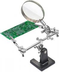 2.5X Magnifying Helping Hands Soldering Station with Heavy Cast Iron Base, 360° Adjustable Alligator Clips for Soldering, Jewelry Making, Electronics Repair & DIY Crafts