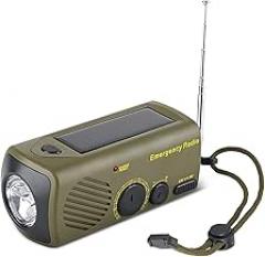 Outdoor Emergency Radio Portable Solar Charging Hand Crank USB Rechargeable Radio with Flashlight SOS Alarm AM/FM Cell Phone Charger