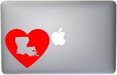 Louisana Love State Pride Heart Vinyl Decal for MacBook, Laptop or Other Device 5 Inch (red)