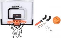 mini Foldable Hoop with Transparent Backboard, Indoor Wall Mounted, Height, Electronic Scoreboard, Ideal for Home School