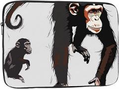 Black Gibbon Monkey Print Laptop Bag for Men Women Shockproof Laptop Bag for Travel Office School, black, 12 inch