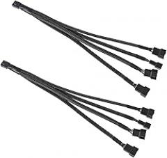 UMLIFE 2 Pack Computer PC PWM Fan Splitter Cable 1 to 4 (4 Pin+3 Pin)