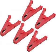 Power Test Clip Safety Type Electrical Mini Test Clamp Clips Good Conductivity Resistance for Electronic Circuit Experimental Test Car Battery Charging Brass PVC 5Pcs (Red)