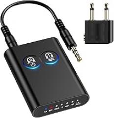 Bluetooth 5.2 Transmitter Receiver, Upgraded 2-in-1 Airplane Wireless Adapter, Dual Link AptX Adaptive/LowLatency/HD Audio, Aux Adapter for Home Stereo, Airplane, Boat, Gym