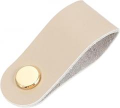 2 Pack Leather Cord Organizer Cable Ties, Reusable Wire Organizer Straps with Gold Alloy Tips, Small 12mm Size for Desk and Electronics Cable Management in Light Gray