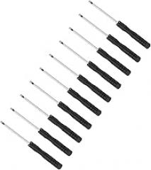 Tiny Slotted Screwdriver, 2mm Size 80mm Length, S2 Steel Flat Screw Driver with Non-Slip Handle - (Applications: for Eyeglasses Watches Electronics Computer), 10pieces