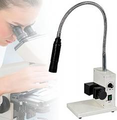 Fiber Optic Gooseneck Microscope Light Illuminator, LED Microscope Spotlight, Adjustable Brightness & Aperture Size, Colour Temperature 6000K, for PCB Repair, Soldering Single