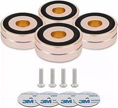 HiFi Speaker Isolation Feet Spikes Shock-absorbing Aluminum Tube Amp Vibration-damping Stand Feet CD Player Floor Protector Mat Subwoofer Vibration Absorber Non-Slip Record Player Base, 40*15mm Golden