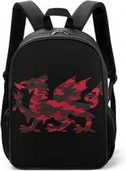 Wales Welsh Dragon Red Camouflage Unisex Backpack Daypacks Large Capacity with Side Pocket Laptop Bag for Travel