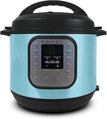 Carbon Fiber Skin Compatible with Instant Pot Duo 6-Quart - Solid Baby Blue - Premium 3M Vinyl Protective Wrap Decal - Easy to Apply | Made in The USA