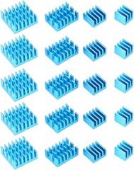 20Pcs Blue Heatsinks Aluminum CPU Cooler, Adhesive Mount, 2/3 / 4 3B / 4B - High Thermal Conductivity, Easy Installation, DIY Electronics