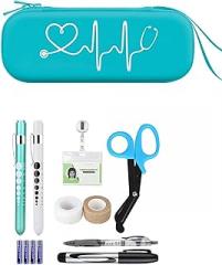 BOVKE Emerald Stethoscope Case with 12Pcs Nurse Supplies Kit