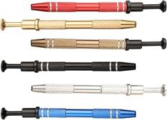 6pcs Holder Tweezer Set with 4-Prong Grabber Tool for Electronic Components, Small Screws, Parts, and Beads – Anti-Slip Handle, Loaded Pick Up Tool for Hobbyists and DIY Repairs