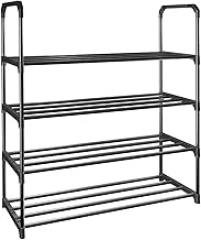 Generic Black Metal Shoe Rack Multipurpose Storage Shelf Hold Clothes Towels Electronics and More Not Easy to Rust Storage/Black/61 * 28 * 73Cm