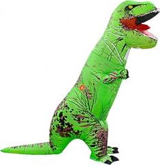 Gonetre Inflatable Dinosaur Costume Halloween Green Tyrannosaurus Dinosaur Suit for Kids Adults Party Cosplay Cloth Material 26x34x6cm (Green Tyrannosaurus)