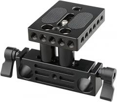 CAMVATE DSLR Baseplate Mount with Railblock Height Riser for 15mm Rail Rod Support System - 1237