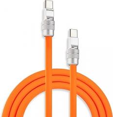 chubbycable Chubby 2.0 USB C 240W Fast Charging Cable Silicone Soft Durable USB C Cable Extra Thick Charger Cord Compatible with iPhone 17-15 Series iPad, Orange, Type-C to Type-C, 3.3FT