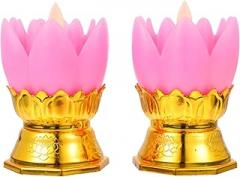 Garneck 2pcs Buddha Lotus Electronic Light Creative Decorative Lotus Lamp Shaking Candlelight Design for Home Prayer and Meditation