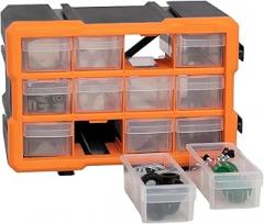 Storage Box (YTSB031) 12-Compartment Organizer Stackable Design for Jewelry, Office Supplies, Hardware, Electronics, Medication, Stationery, Crafts, and Art