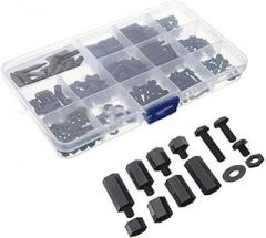 Black Nylon for Spacers, Hex Standoff Nuts for Circuit Boards, Double Pass Stud Insulators, Non-Conductive Spacers, Nylon Hardware Kit for Electronics, 260pcs Motherboard Mounting Screws Set