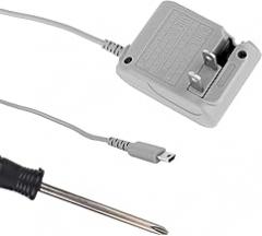 BTFO Charger for DS Lite with Screwdriver, 100-240V AC Wall Plug Adapter Power Cord for DS Lite Console (Gray)