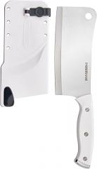 Farberware Edgekeeper Triple Riveted Cleaver Knife with Self-Sharpening Blade Cover, High Carbon-Stainless Steel Kitchen Knife with Ergonomic Handle, Razor-Sharp Knife, 6 Inch, White