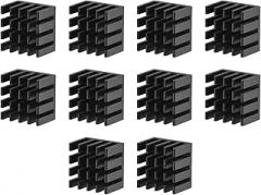 DMiotech 10 Pack 14x14x10mm Aluminum Alloy Radiators Electronic Cooler Radiators Black Slotted Section for MOS IC Chip