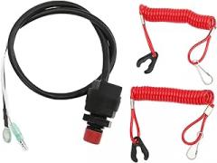 Engine Switch Lanyard, Replacement, with Extendable Rope, Suitable for ATVs, Motorcycles, Outboard Motors