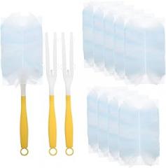 Disposable Electrostatic Duster Set 13pcs with Handle, Replacement Static Dust Removal Brush Kit for Home, Office, Furniture, Blinds Cleaning