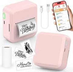 Portable Bluetooth Label Maker Machine with 30x50 mm Tape, Compact & Wireless Mini Label Printer Thermal Label Maker for Home, Office, Kitchen, Compatible with iOS & Android, Pink