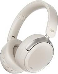 acer OHR516 Wireless Over Ear Headphones with Active Noise Cancellation, 60H Playtime Bluetooth 5.4, 40mm Drivers, Dual Device Pairing, Comfortable Foldable Design (White)