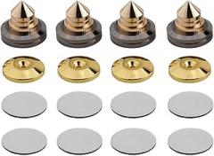 24K Gold Copper Speaker Spike Bases with Pads and Washers, 4PCS Shockproof Vibration Dampening Feet for Studio Monitors and Audio Equipment(Gold)