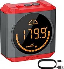Neoteck Digital Angle Finder LED Rechargeable Level Box Protractor Bevel Gauge Inclinometer with Magnetic Base IP54 Waterproof for Woodworking Home Decoration-Red
