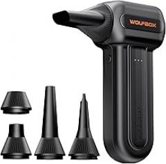 WOLFBOX MF60 Compressed Air Duster-110000RPM Super Power Electric Air Duster, 3-Speed Adjustable Rechargeable Cordless Air Blower with Fast Charging for PC Keyboard Cleaning, Car, Home, 5 Nozzle