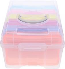 Kisangel Photo Storage Box with Colorful Handles Small Objects Organizer Container for Electronic Components Seeds Fasteners Plastic Cases to Keep Pictures Cards and Accessories Neat and