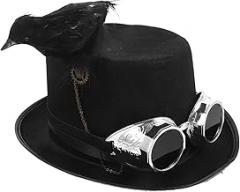 Halloween Crow Hat Black Retro Goth Steampunk Party Cap for Electronic Music Festival and Costume Accessories