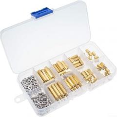 M2.5 Male Female Hex Brass Spacer Standoff Screw Nut Assortment Kit 180pcs with Hexagonal Standoffs Screws and Nuts for Electronics Motherboard and Industrial Equipment Storage Box Included