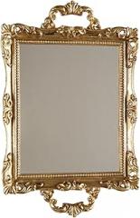 Milisten Vintage Carved Resin Mirror Tray Gold Makeup Vanity Perfume Storage Decorative Organizer for Wedding Dessert Table and Home Décor