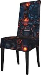 Removable Dining Chair Covers Bright Light on Electronic Board Printed Elastic Dining Chair Covers Suitable for Wedding Celebrations