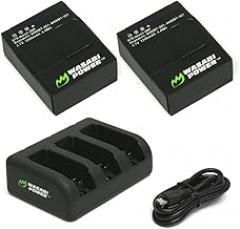 Wasabi Power Battery (2-Pack, 1200mAh) and Triple USB Charger for GoPro HERO3, HERO3+