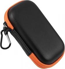 Portable Hard Drive Storage Case Eva Hard Shell, Orange Zipper Travel Organizer Bag for SSD and Data Cables, Compact Protective Carrying Case for Electronics Accessories