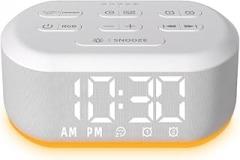 3 in 1 Alarm Clock Sound Machine Nightlight for Bedroom Plug in Digital Clock with 30 Wake up Sounds Lound Alarm Clock for Heavy Sleepers Snooze for Kids Adult 32 Adjustable Volume