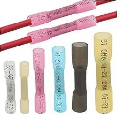 fengpeng Heat Shrink Butt Wire Connectors Waterproof Insulated Automobile Cable Crimp Terminals AWG 26-10 0.3-6.0mm2(BHT0.5White,5 PCS)