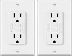 ELECTECK 2 Pack GFCI Outlets 15 Amp, Non-Tamper Resistant, Decor GFI Receptacles with LED Indicator, Ground Fault Circuit Interrupter, Wallplate Included, ETL Listed, White
