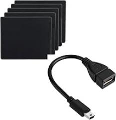 SaiTech IT 5 Pack 2mm Mouse Pad with Stitched Edges for Computers Bundle with Mini USB OTG Cable for Digital Cameras - Black