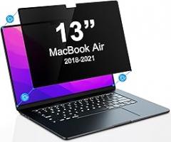 PYS Privacy Screen Protector for MacBook Air 13 Inch (2018-2021, M1) - Nano Attach, Anti-Spy, Reusable & Removable, Blue Light & UV Blocking, 2Pcs Camera Cover Slide, Case Friendly